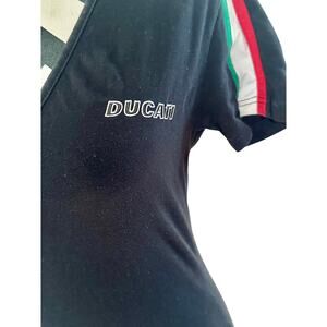 Vintage Ducati Motorcycle T-shirt Black with Italian Flag Patch Sz  Unknown